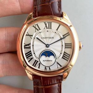 Drive De Cartier Moonphase WGNM0008 Rose Gold Silver Dial Replica Watch - UK Replica