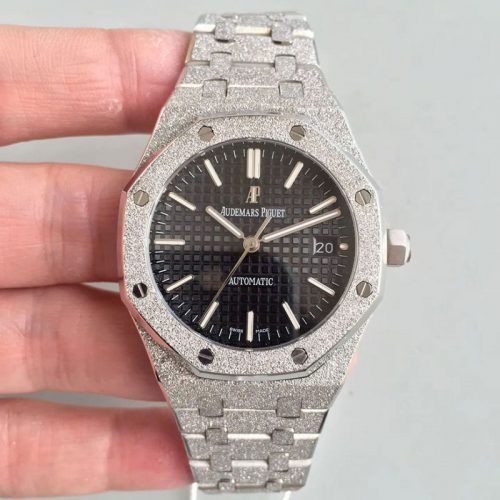 Audemars Piguet Royal Oak Frosted Gold 37MM 15454 OM Factory Black Dial Replica Watch - UK Replica