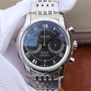 Omega De Ville Chronograph 42MM 431.10.42.51.01.001 OM Factory Black Dial Replica Watch - UK Replica