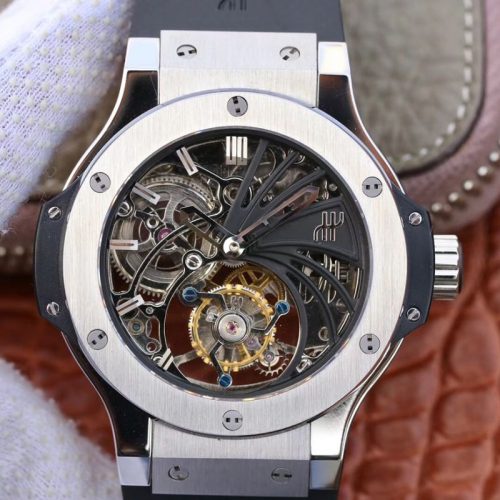 Hublot Big Bang Hollow Tourbillon Stainless Steel Case Skeleton Dial Replica Watch - UK Replica