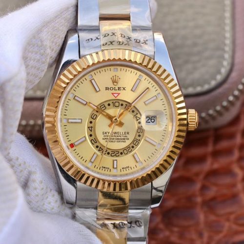 Rolex SKY-DWELLER 326938-72418 Gold Dial Replica Watch - UK Replica