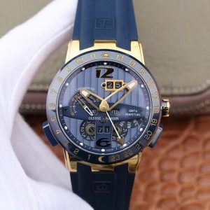 Ulysse Nardin El Toro 322-00-3/BQ All Working GMT Calendar 18K Yellow Gold Blue Dial Replica Watch - UK Replica