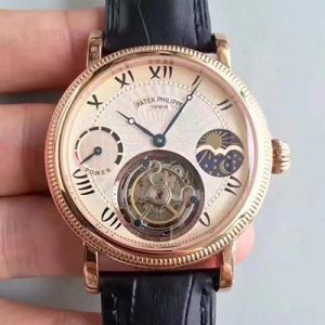 Patek Philippe Moonphase Tourbillon 18K Rose Gold Dial Replica Watch - UK Replica