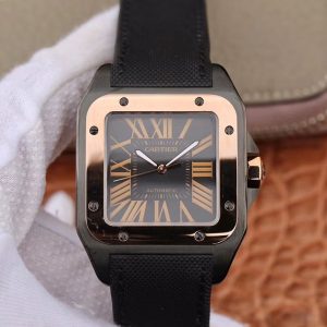 Cartier De Santos 100th Anniversary W2020009 RB Factory 18K Rose Gold Black Dial Replica Watch - UK Replica