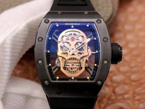 Richard Mille RM052-01 ZF Factory Black Ceramic Rose Gold Skull Dial Replica Watch